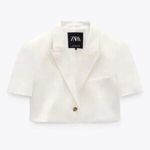Zara Cropped Short Sleeve Blazer